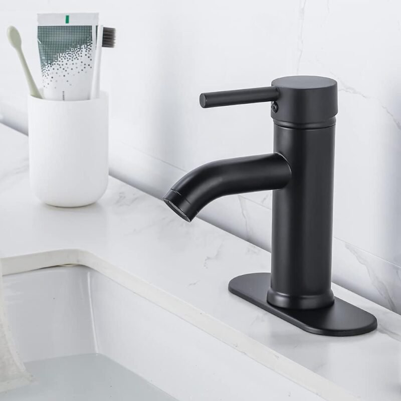 Black Bathroom, Sink, Vanity Faucet Single Handle Matte Black Modern RV Faucet Deck Mount 1 Hole or 3 Holes