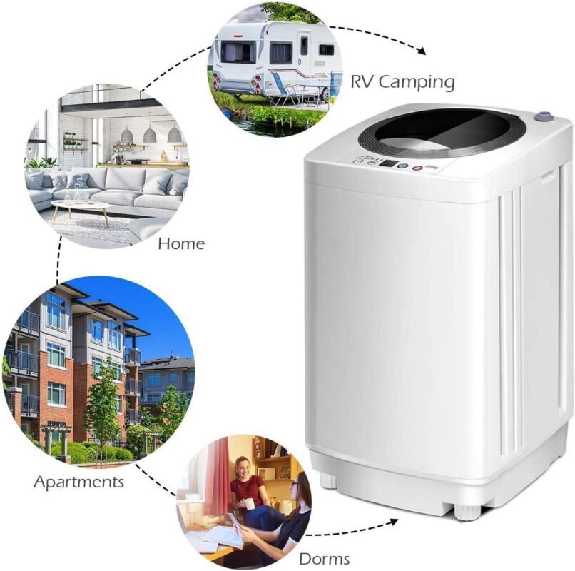 Giantex Portable Washing Machine, Full Automatic Washer and Spinner Combo, with Built-in Pump Drain 8 LBS Capacity Compact Laundry Washer Spinner for Apartment RV Dorm