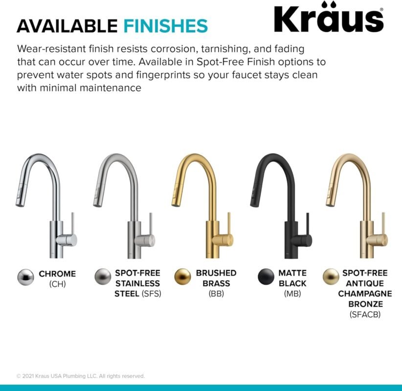 KRAUS Allyn Modern Industrial Pull-Down Single Handle Kitchen Faucet in Brushed Gold, KPF-2654BG,17 3/8 Inch