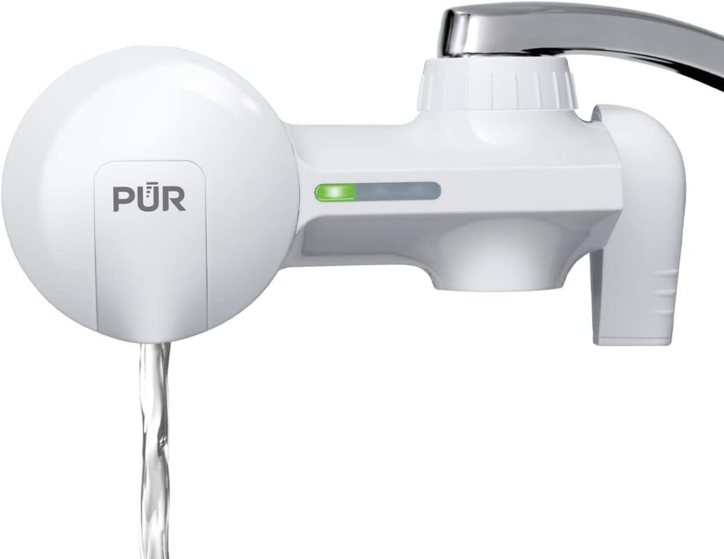 PUR Faucet Mount Water Filtration System, 2-in-1 Powerful Filtration with Lead Reduction, Horizontal, White, PFM150W