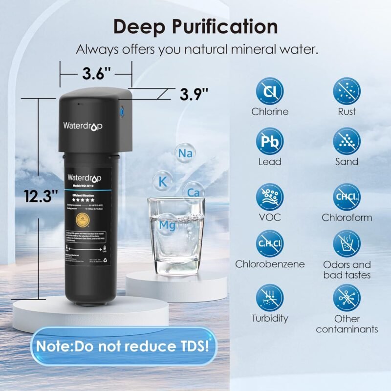 Waterdrop 10UA Under Sink Water Filtration System Reduces PFAS PFOA PFOS Lead Chlorine Bad